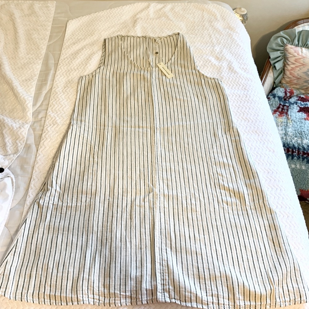 Max Studio Dresses | Max Studio, Medium, Linen Dress, Pockets |cream/black/tan - Picture 10 of 10